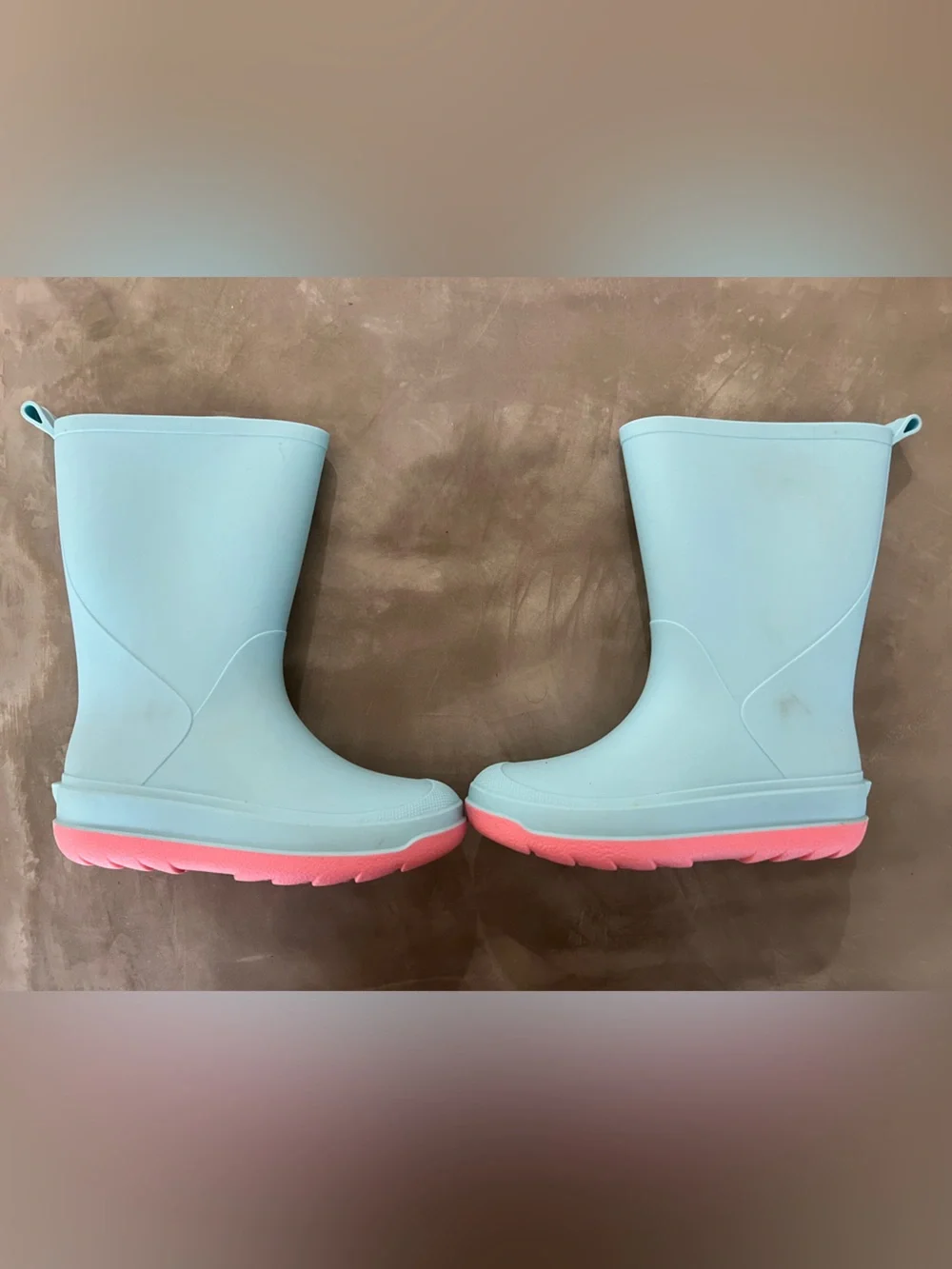 Cat & Jack Light Blue Kids Rain Boots with Pink Soles
